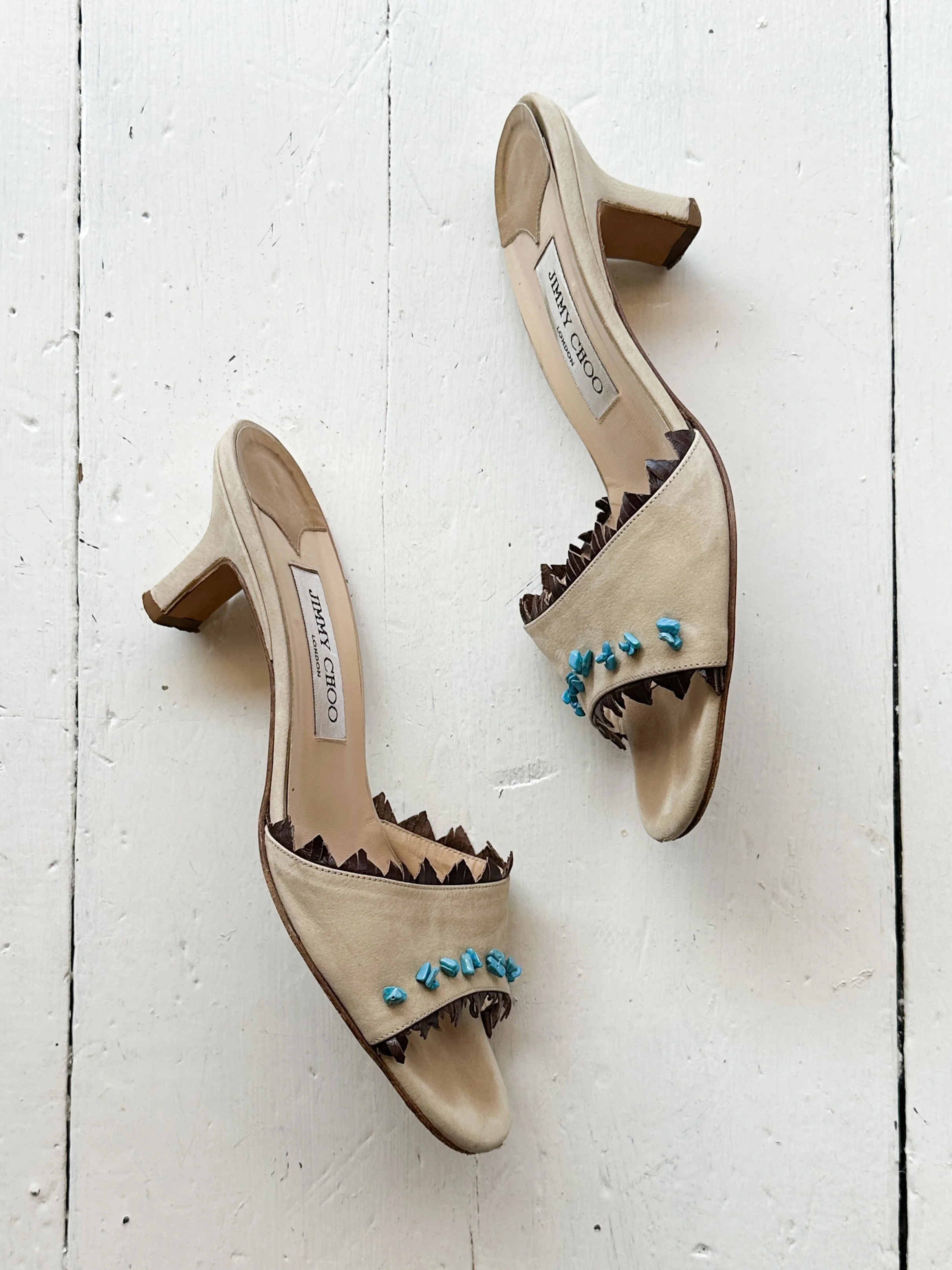 1990s Jimmy Choo Turquoise Studded Mules — Wayward Collection